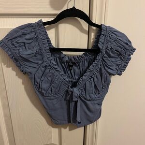 Kendall & Kylie button up top with puff sleeves